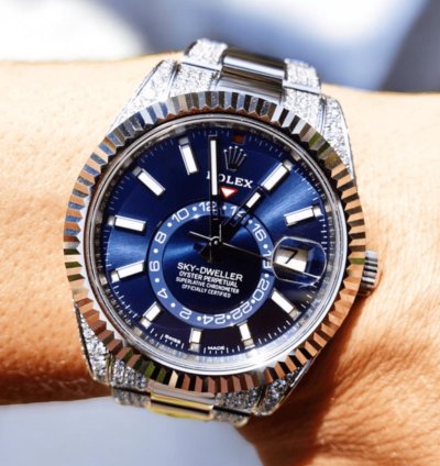 Rolex Sky-dweller Oyster Blue Dial Custom Diamond-set - Iced Out