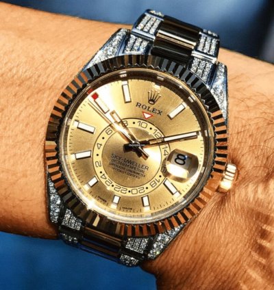 Rolex Sky-dweller Oyster Champagne Dial Custom Diamond-set - Iced Out