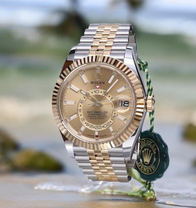 Rolex Sky-dweller Oyster Sky-dweller Jubilee Gold Steel Champagne 42 Unworn Full Set 2024