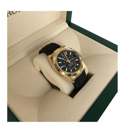 Rolex Sky-dweller Oysterflex Yellow Gold Black Dial 326238-0009 new Unworn