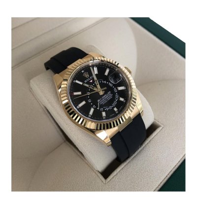 Rolex Sky-dweller Oysterflex Yellow Gold Black Dial 326238-0009 new Unworn