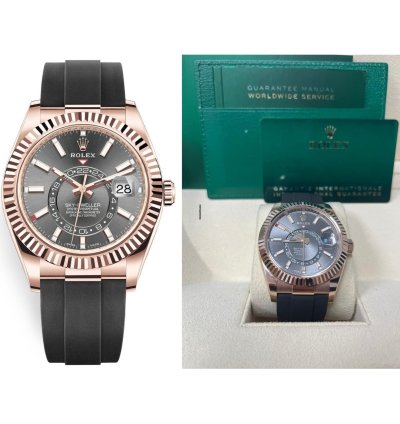 Rolex Sky-dweller Rose Gold 42mm Rhodium Dial Oysterflex 326235