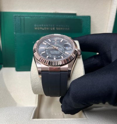 Rolex Sky-dweller Rose Gold 42mm Rhodium Dial Oysterflex 326235