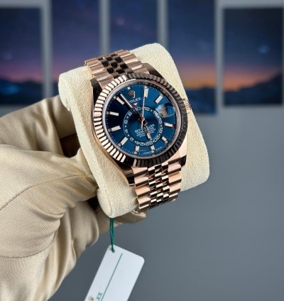 Rolex Sky-dweller Rose Gold Blue Dial Jubilee