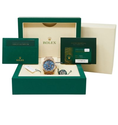 Rolex Sky-dweller Rose Gold Blue Dial On Jubilee Complete Set Unworn 2024
