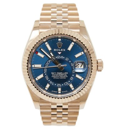 Rolex Sky-dweller Rose Gold Blue Dial On Jubilee Complete Set Unworn 2024