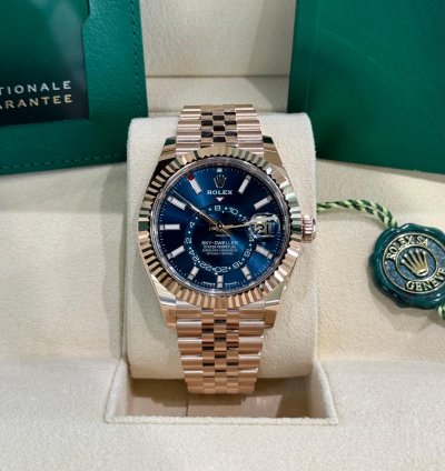 Rolex Sky-dweller Rose Gold Blue-green Dial Jubilee 2024 Full Set