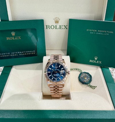 Rolex Sky-dweller Rose Gold Blue-green Dial Jubilee 2024 Full Set