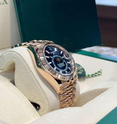 Rolex Sky-dweller Rose Gold Blue-green Dial Jubilee 2024 Full Set