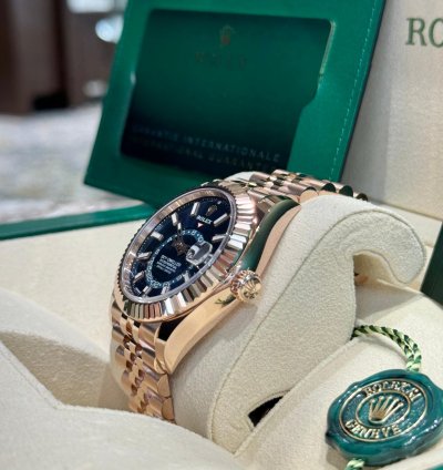Rolex Sky-dweller Rose Gold Blue-green Dial Jubilee 2024 Full Set