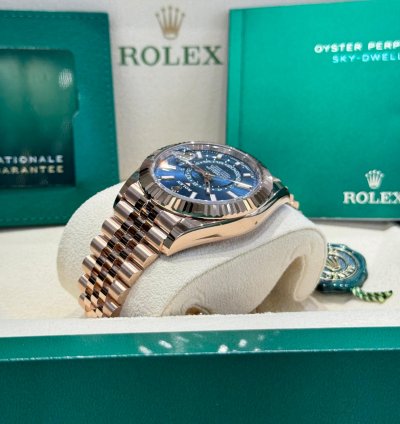 Rolex Sky-dweller Rose Gold Blue-green Dial Jubilee 2024 Full Set