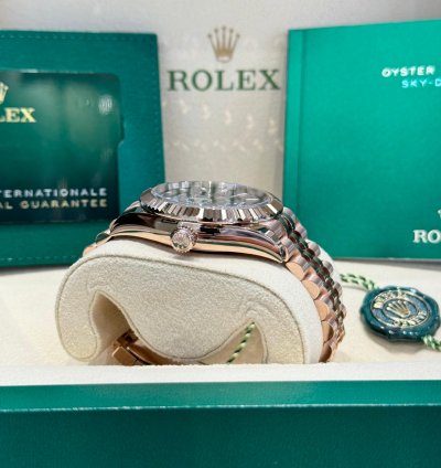 Rolex Sky-dweller Rose Gold Blue-green Dial Jubilee 2024 Full Set
