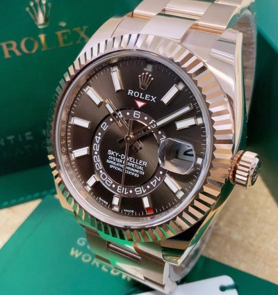 Rolex Sky-dweller Rose Gold Chocolate Dial