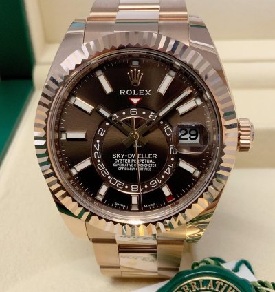 Rolex Sky-dweller Rose Gold Chocolate Dial