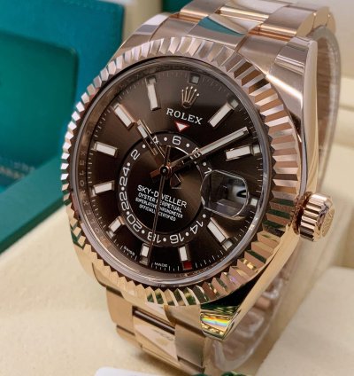 Rolex Sky-dweller Rose Gold Chocolate Dial