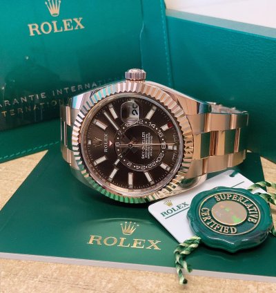 Rolex Sky-dweller Rose Gold Chocolate Dial