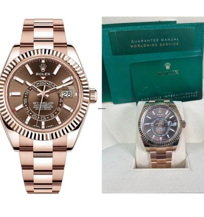Rolex Sky-dweller Rose Gold Chocolate Dial Sky Dweller Index Dial