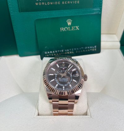 Rolex Sky-dweller Rose Gold Chocolate Dial Sky Dweller Index Dial