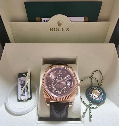 Rolex Sky-dweller Rose Gold Chocolate Face Leather Band