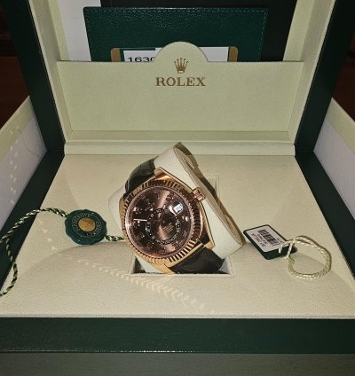 Rolex Sky-dweller Rose Gold Chocolate Face Leather Band