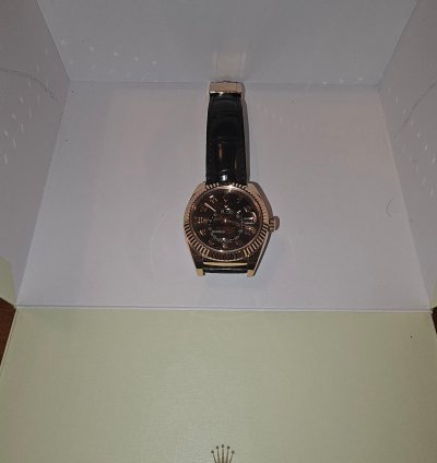Rolex Sky-dweller Rose Gold Chocolate Face Leather Band