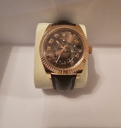 Rolex Sky-dweller Rose Gold Chocolate Face Leather Band