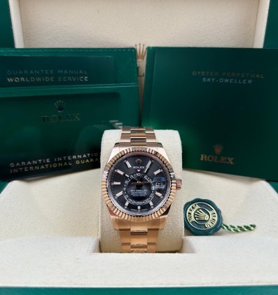 Rolex Sky-dweller Rose Gold Rhodium Dial Oyster Bracelet 336935 Unworn 2023