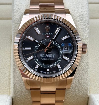 Rolex Sky-dweller Rose Gold Rhodium Dial Oyster Bracelet 336935 Unworn 2023
