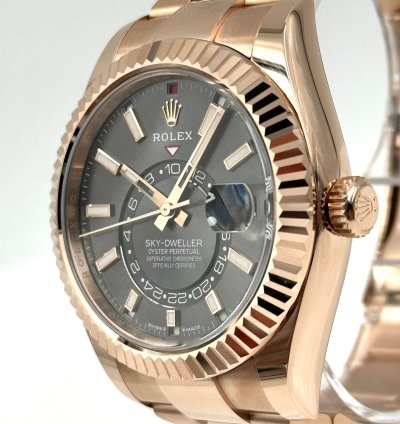Rolex Sky-dweller Rose Gold Rhodium Dial Oyster Bracelet 336935 Unworn 2023