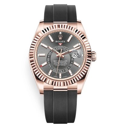 Rolex Sky-dweller Rose Gold Rhodium Dial Oysterflex Unworn 2023