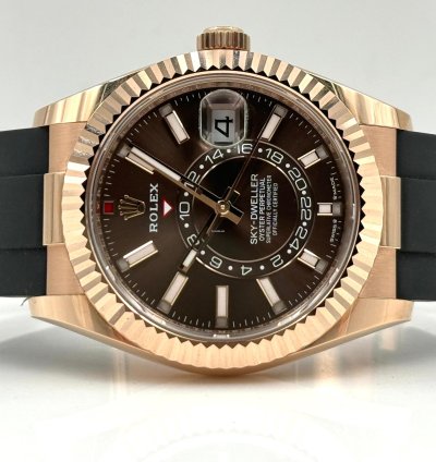 Rolex Sky-dweller Rose Gold Sky-dweller Chocolate Brown Index Dial Oysterflex 336235 Unworn 2024