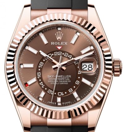 Rolex Sky-dweller Rose Gold Sky-dweller Chocolate Brown Index Dial Oysterflex 336235 Unworn 2024