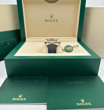 Rolex Sky-dweller Rose Gold Sky-dweller Chocolate Brown Index Dial Oysterflex 336235 Unworn 2024