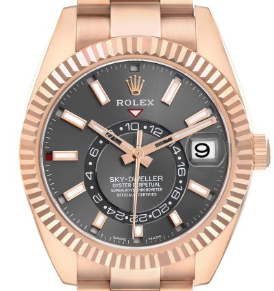 Rolex Sky-dweller Rose Gold Slate Dial Mens Watch 326935 Unworn