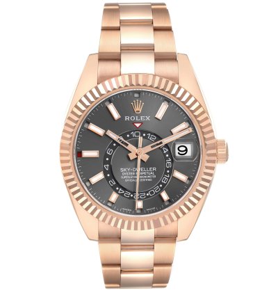 Rolex Sky-dweller Rose Gold Slate Dial Mens Watch 326935 Unworn