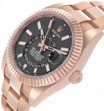 Rolex Sky-dweller Rose Gold Slate Dial Mens Watch 326935 Unworn