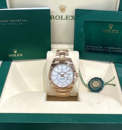 Rolex Sky-dweller Rose Gold White Dial 2022 Full Set