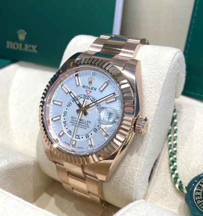 Rolex Sky-dweller Rose Gold White Dial 2022 Full Set