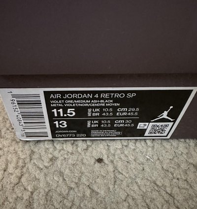 Jordan 4 Retro Ma Man Ere Shoes Violet Ore Size 11 5