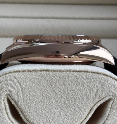 Rolex Sky-dweller Slate Dial In Everose Gold On Oysterflex