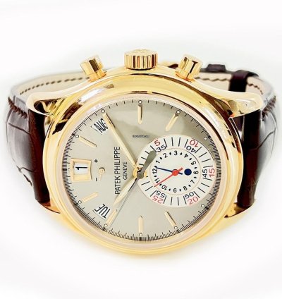 Patek Philippe Annual Calendar Chronograph 5960r-001 40mm Rose Gold With Brown Leather Watch Grey Dial 2010