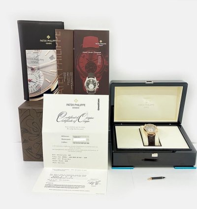 Patek Philippe Annual Calendar Chronograph 5960r-001 40mm Rose Gold With Brown Leather Watch Grey Dial 2010