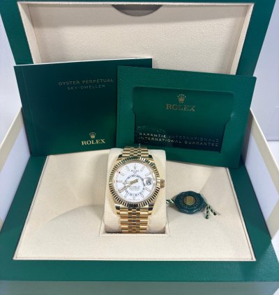 Rolex Sky-dweller Unworn 2024 Rolex Sky-dweller Yellow Gold White Dial Jubilee Box And Papers
