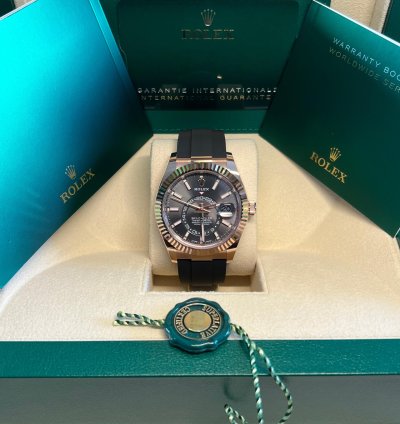 Rolex Sky-dweller Unworn Rose Gold Sky-dweller Rhodium Dial Oysterflex 326235