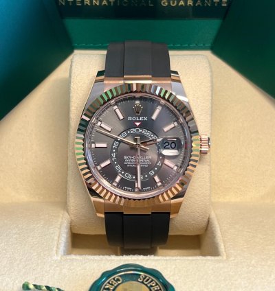 Rolex Sky-dweller Unworn Rose Gold Sky-dweller Rhodium Dial Oysterflex 326235