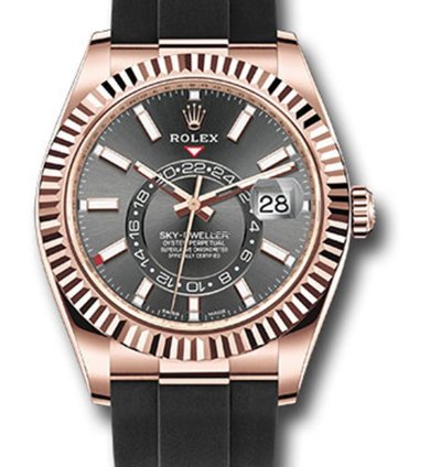 Rolex Sky-dweller Unworn Sky Dweller 326235 Oyster Perpetual 42mm Rose Gold Rhodium Dial Oysterflex Rubber