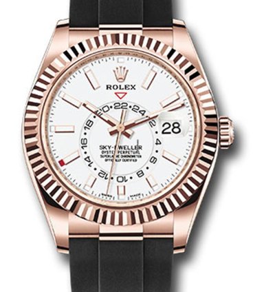 Rolex Sky-dweller Unworn Sky Dweller 326235 Oyster Perpetual 42mm Rose Gold White Dial Oysterflex Rubber