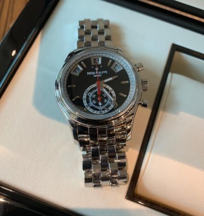 Patek Philippe Annual Calendar Chronograph Black Dial Stainless Steel 40 52018 - 5960 1a-010
