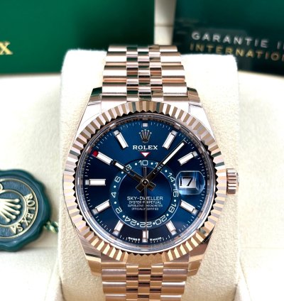 Rolex Sky-dweller Unworn Sky-dweller 42mm Blue Dial Rose Gold Jubilee Bracelet 336935 Box Papers 2024