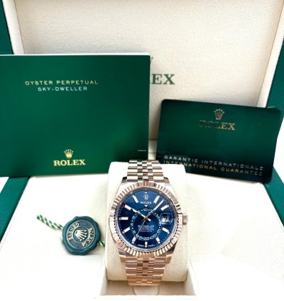 Rolex Sky-dweller Unworn Sky-dweller 42mm Blue Dial Rose Gold Jubilee Bracelet 336935 Box Papers 2024